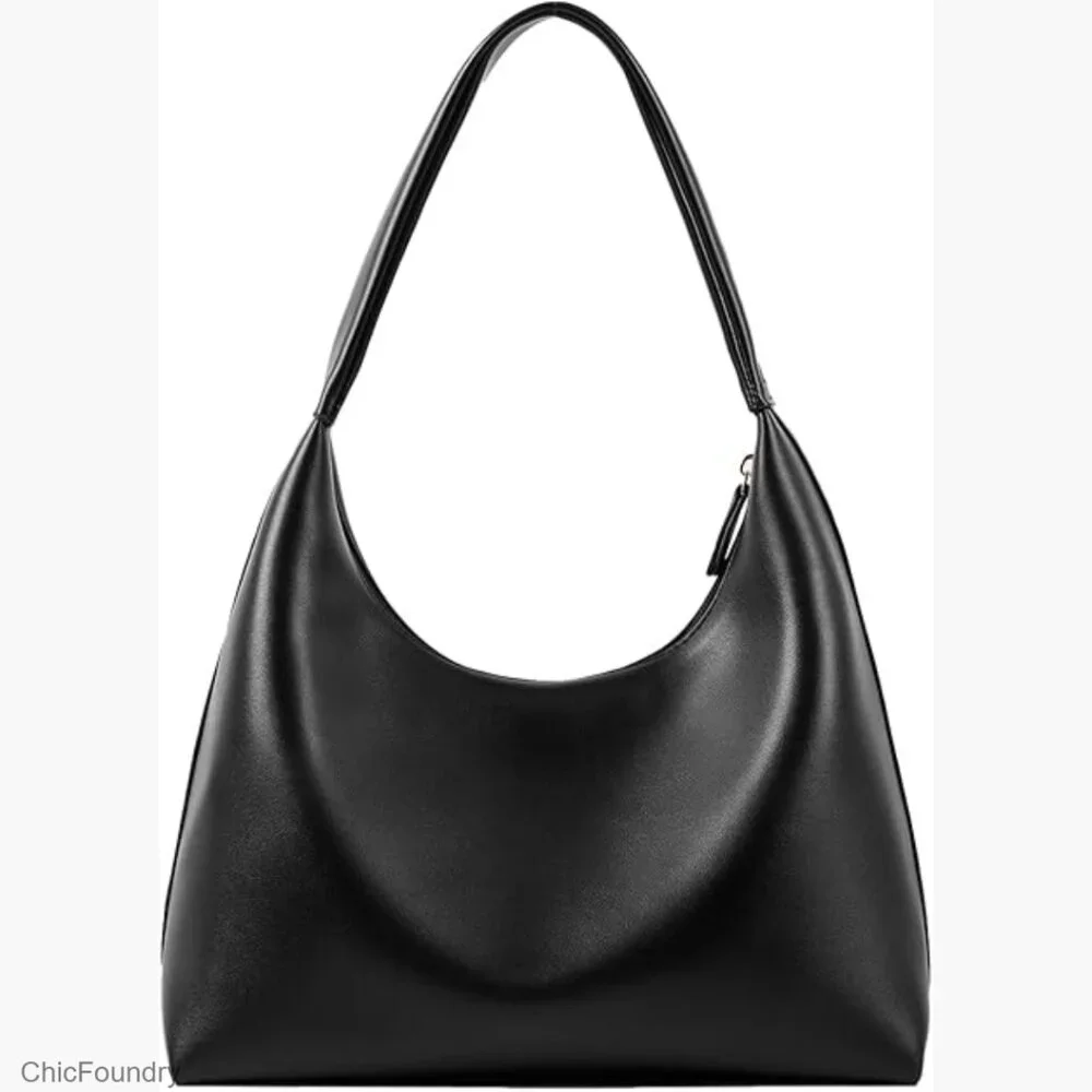 Small Hobo Bag PU Leather Shoulder Purse with Zipper Compartments